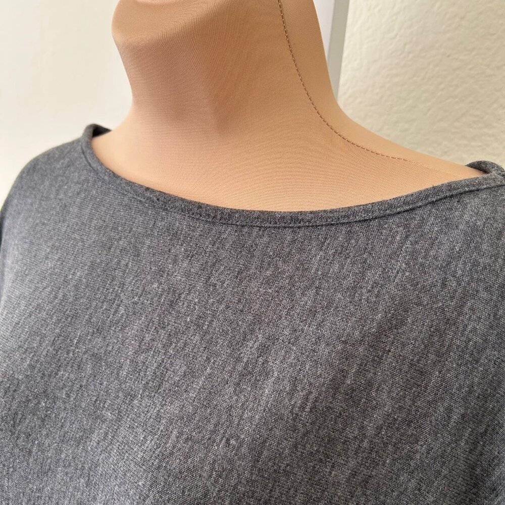 Charcoal Gray Dolman Sleeve Banded Bottom Knit Top - Picture 2 of 6